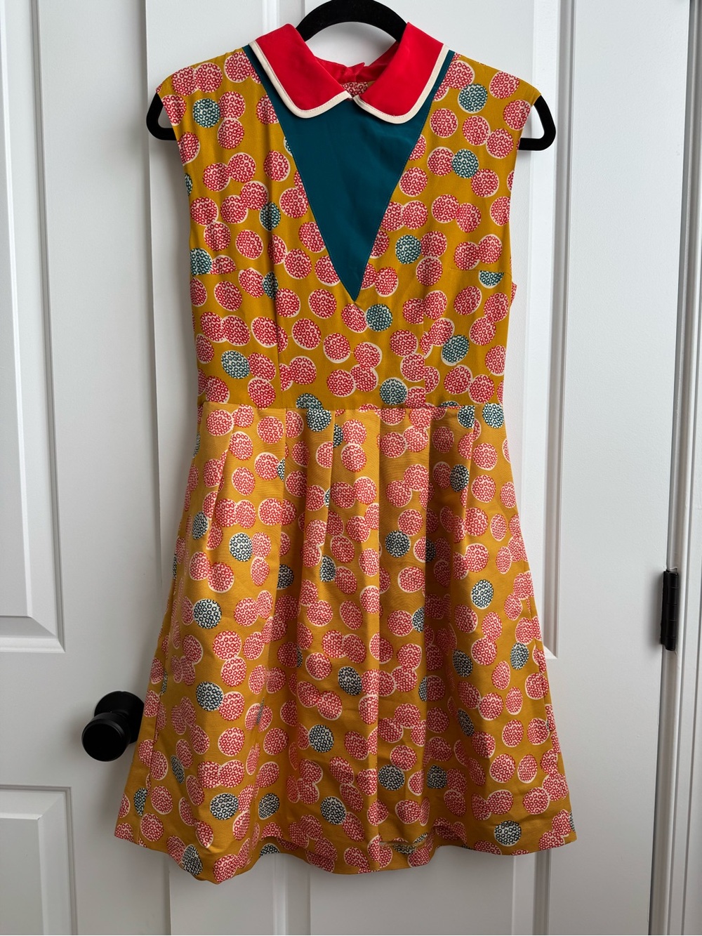 Lauren Moffatt 100% Silk Mod Peter Pan Collar Circle Print Dress | Size 8